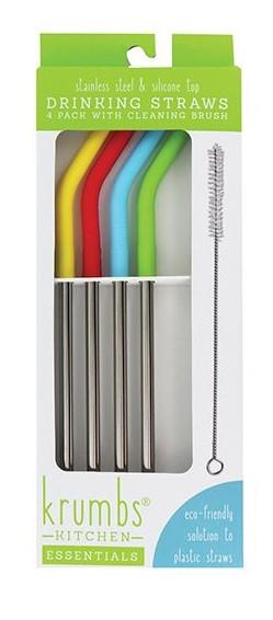 4PK STAINLESS STEEL STRAWS