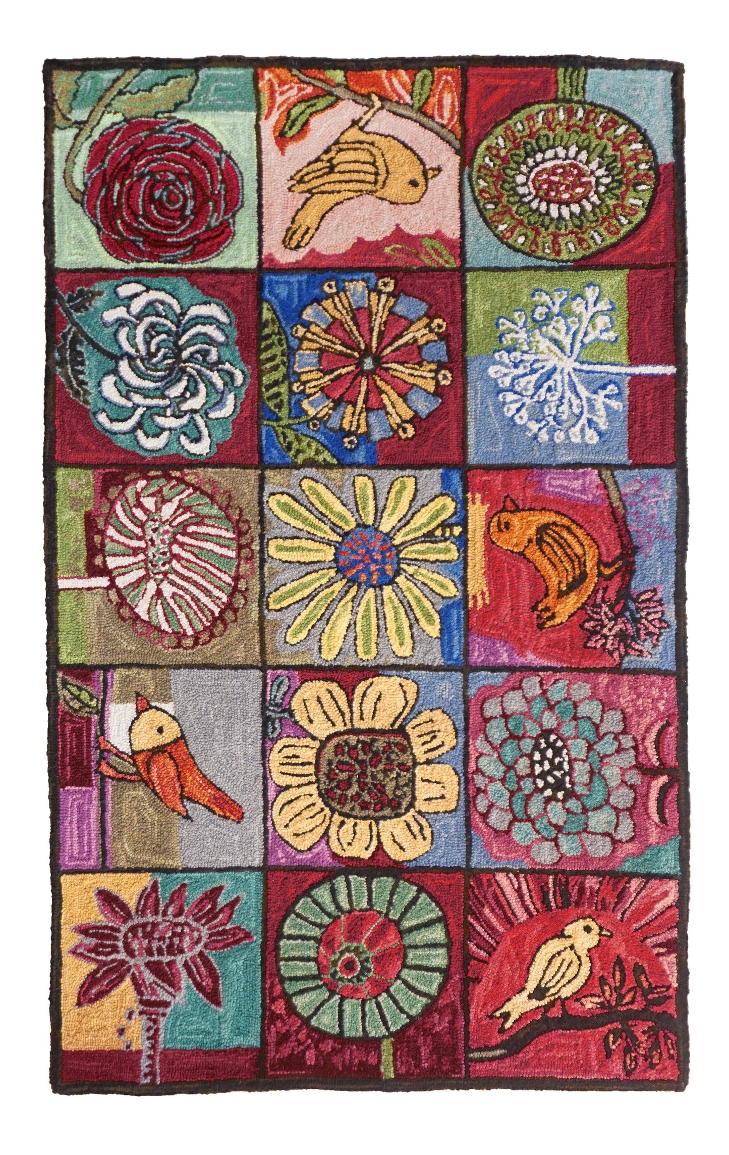 Bloomer Birds Hooked Wool Rug 2' X 3'