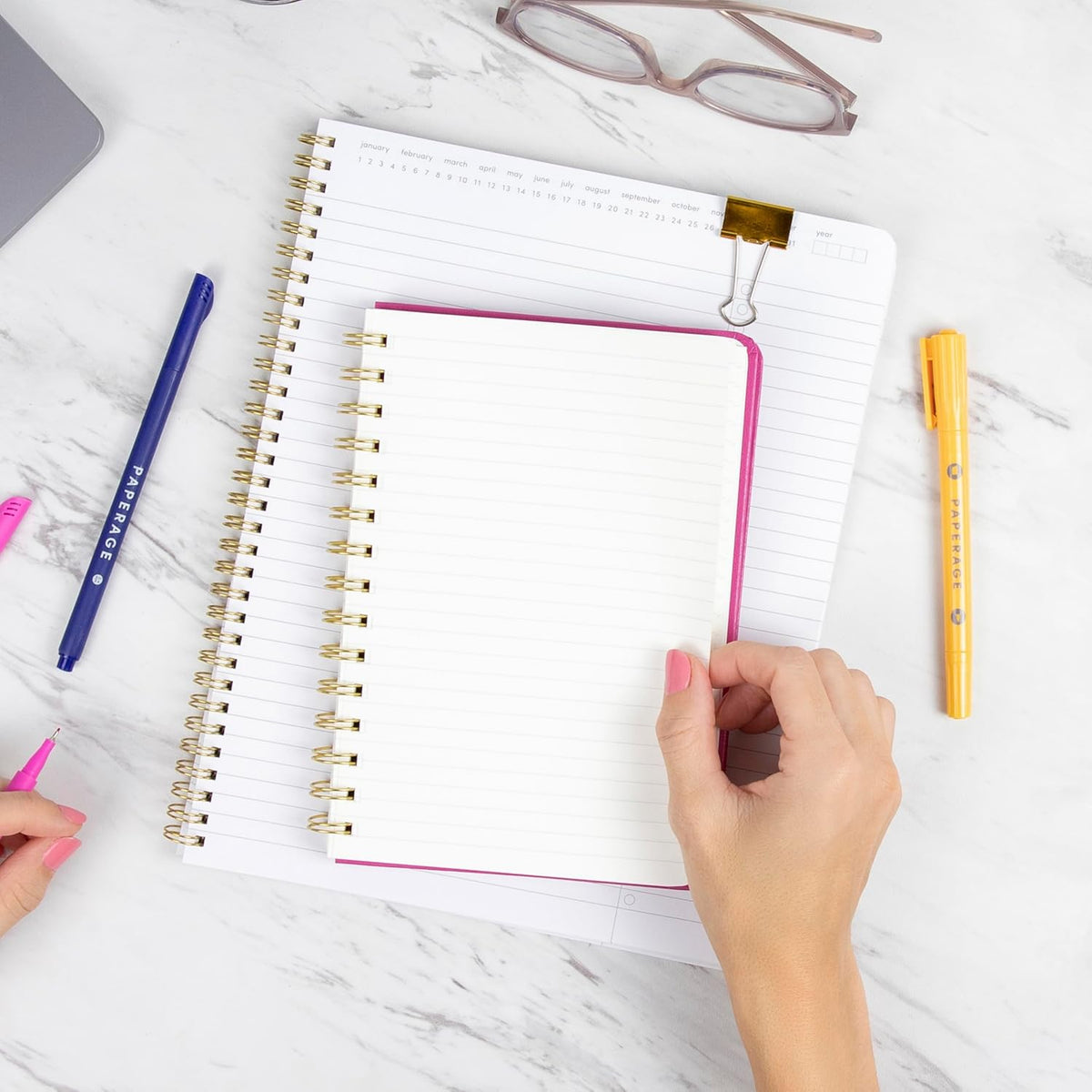Paperage Blank Notebook Medium Spiral Lined