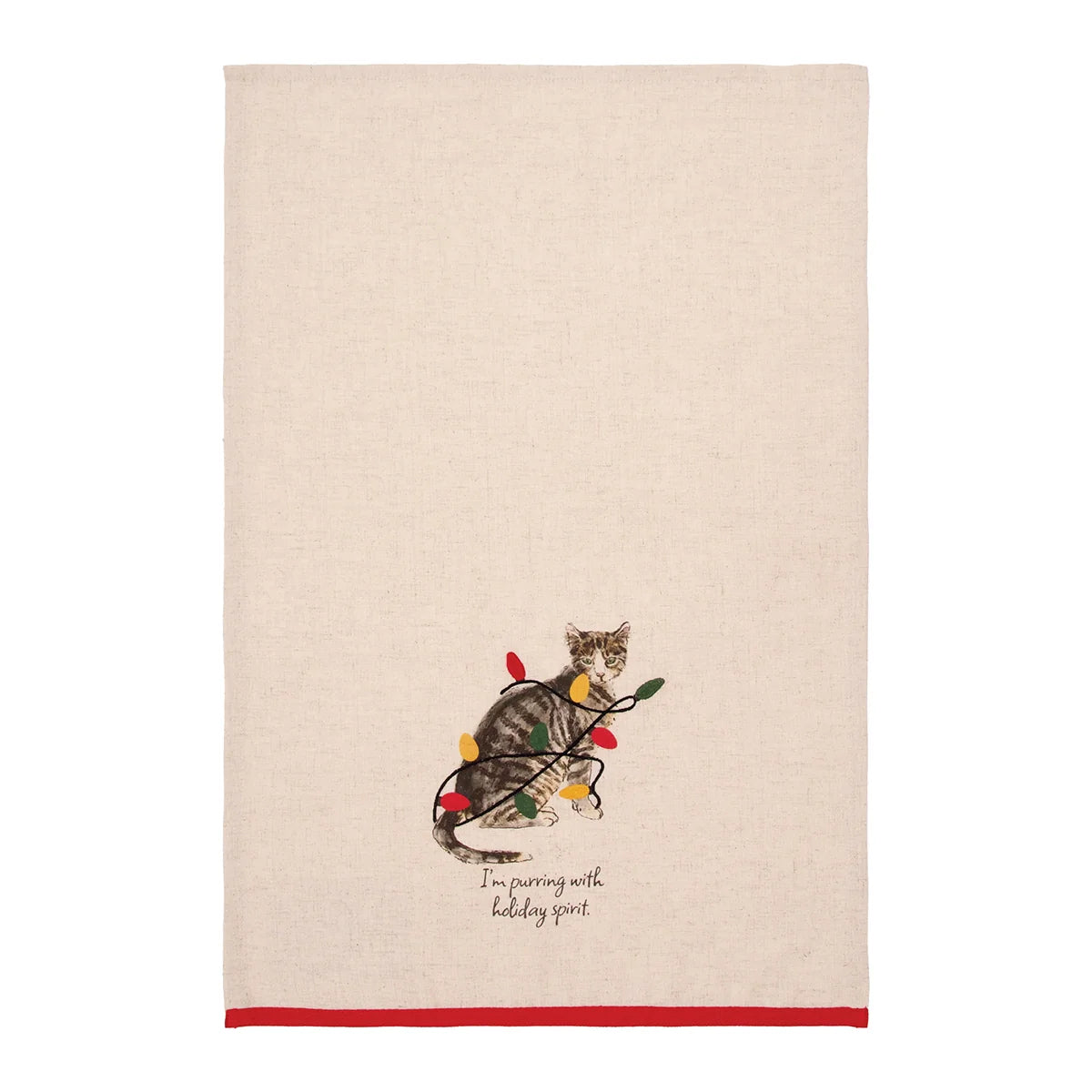 Holiday Spirit Tabby Cat Embellished Towel