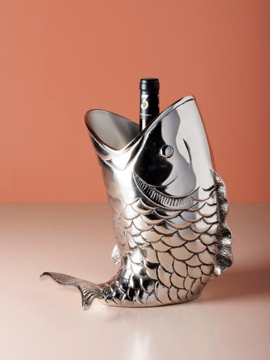 Fish Ice Bucket Metal Silver