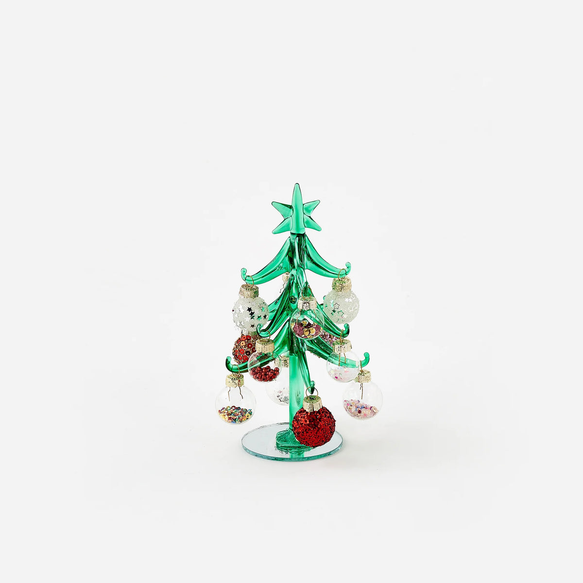 Dangle Ball Glass Tabletop Christmas Tree
