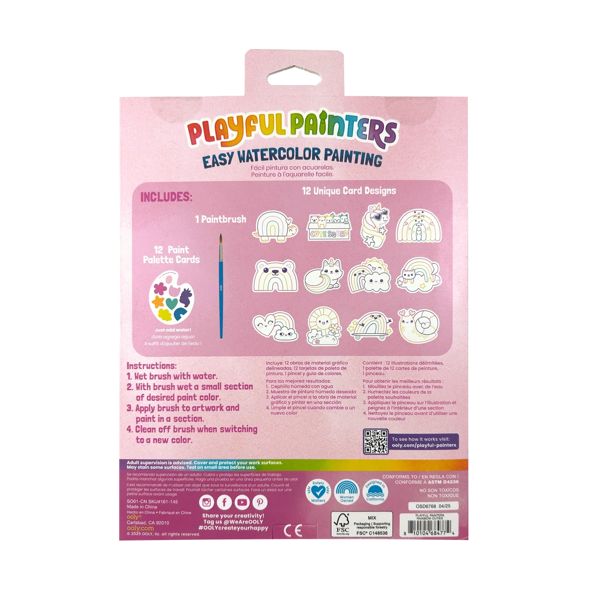 Playful Painters Easy Watercolor Painting Kit | Rainbow Cuties