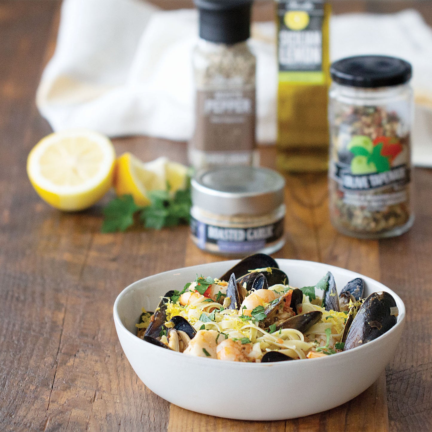 Spinach and olive fettuccine