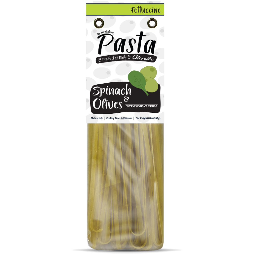 Spinach and olive fettuccine
