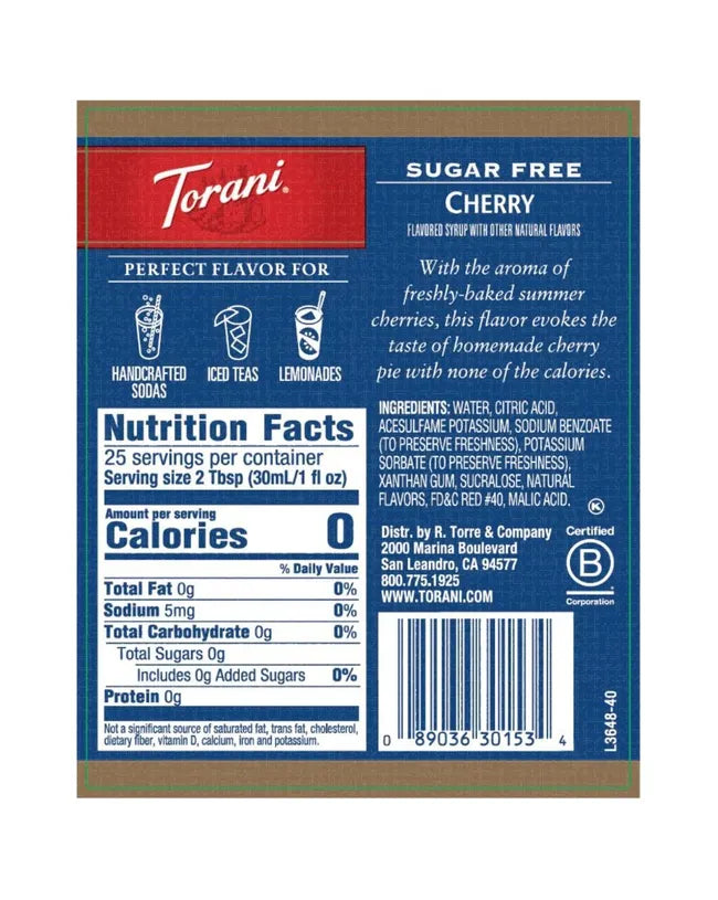 Torani | Cherry Sugar Free 750ml