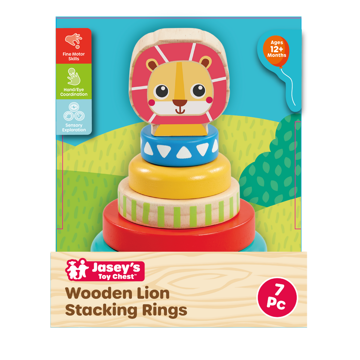Wooden Lion Stacking Rings
