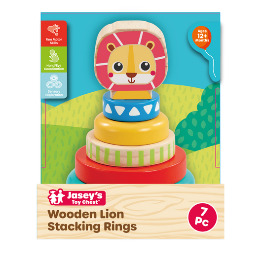 Wooden Lion Stacking Rings