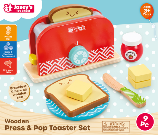 Wooden Press & Pop Toaster Set