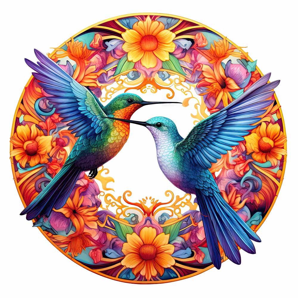 Vibrant Hummingbirds - Wooden Jigsaw  Puzzle