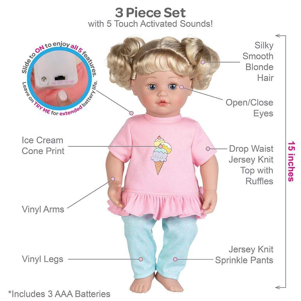 Adora Cuddle & Coo Interactive Talking Doll Baby Sweet Dreams 3-Piece Set