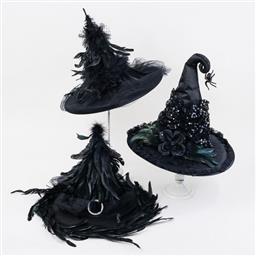 -Black Feather Witch Hat