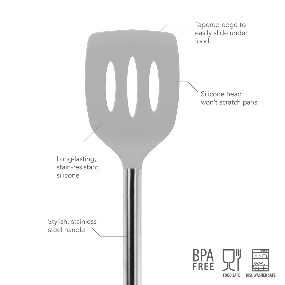 Silicone Slotted Turner | Oyster Gray