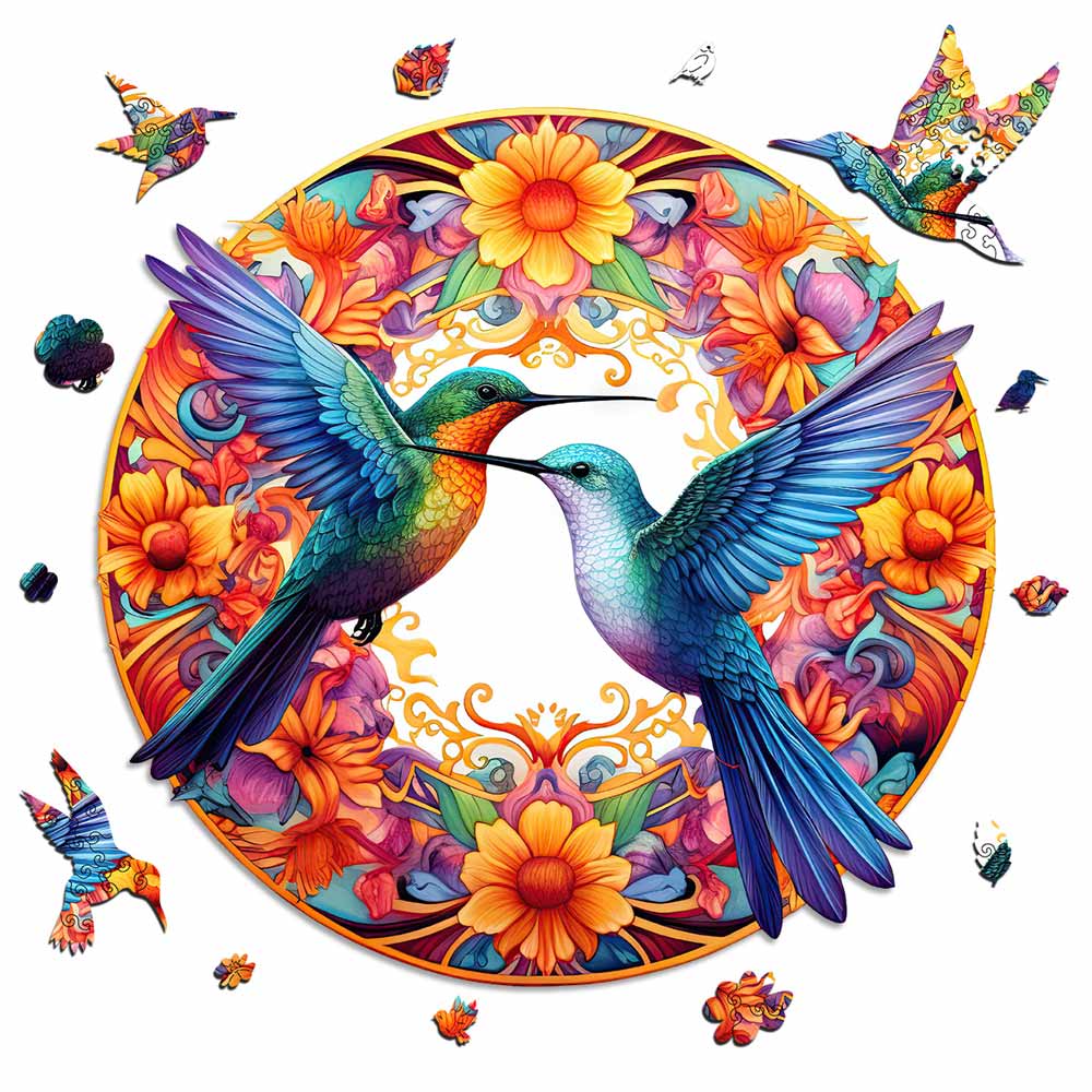 Vibrant Hummingbirds - Wooden Jigsaw  Puzzle