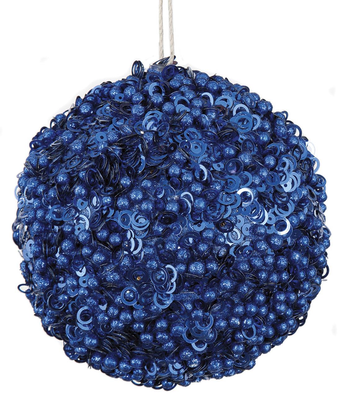 Dark Blue Glitter Ball Ornament - 6"