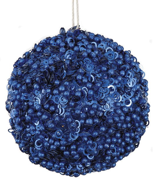 Dark Blue Glitter Ball Ornament - 6"