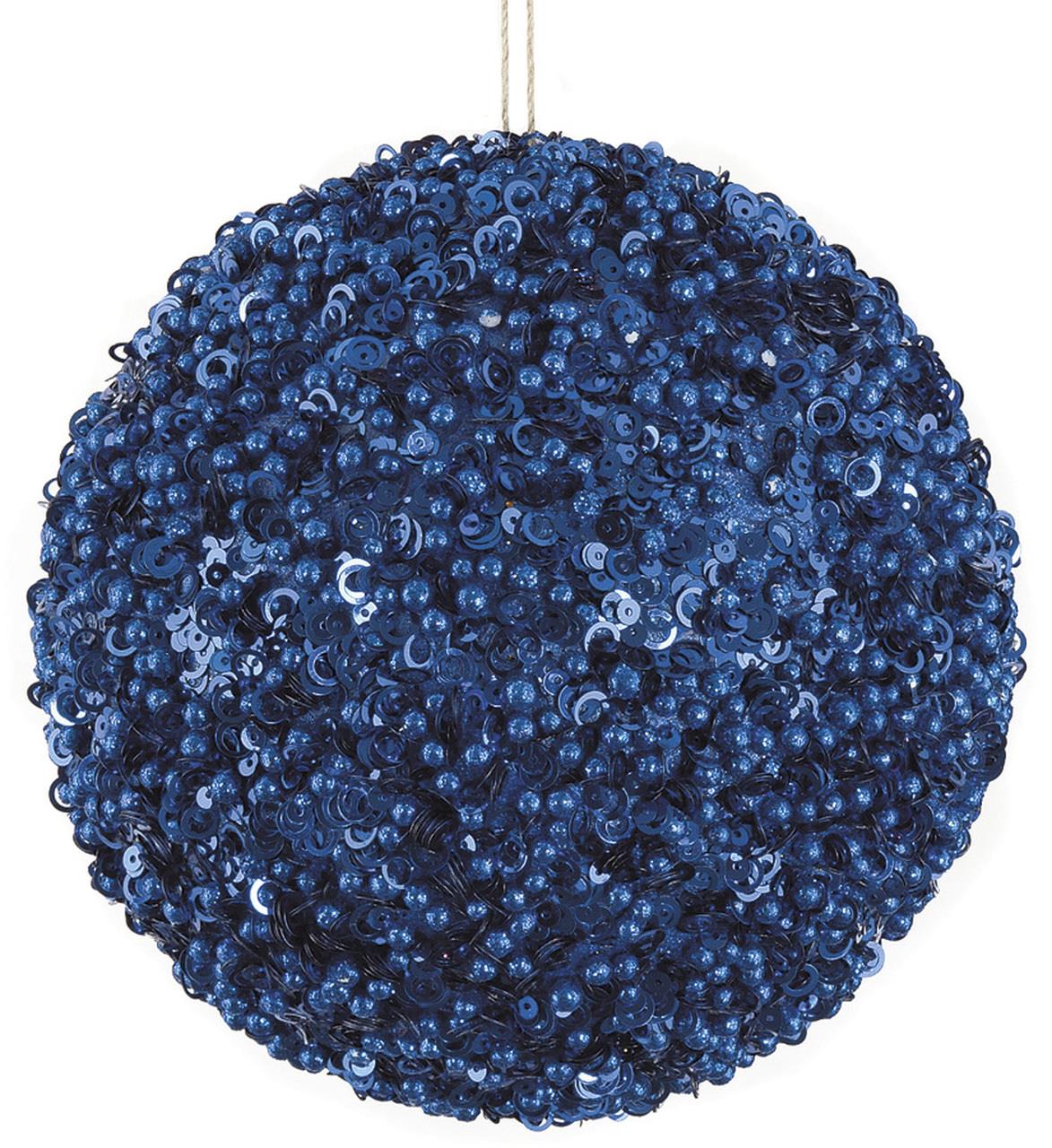Dark Blue Glitter Ball Ornament - 6"