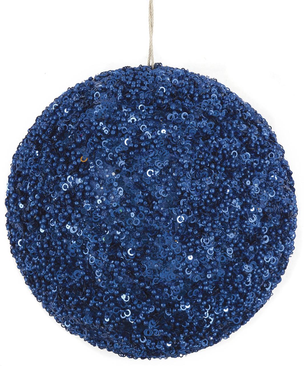 Dark Blue Glitter Ball Ornament - 6"
