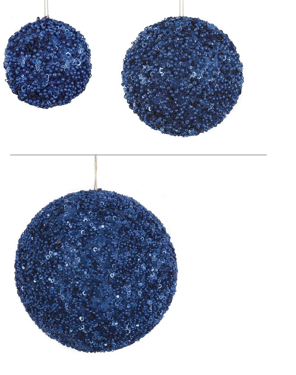 Dark Blue Glitter Ball Ornament - 6"