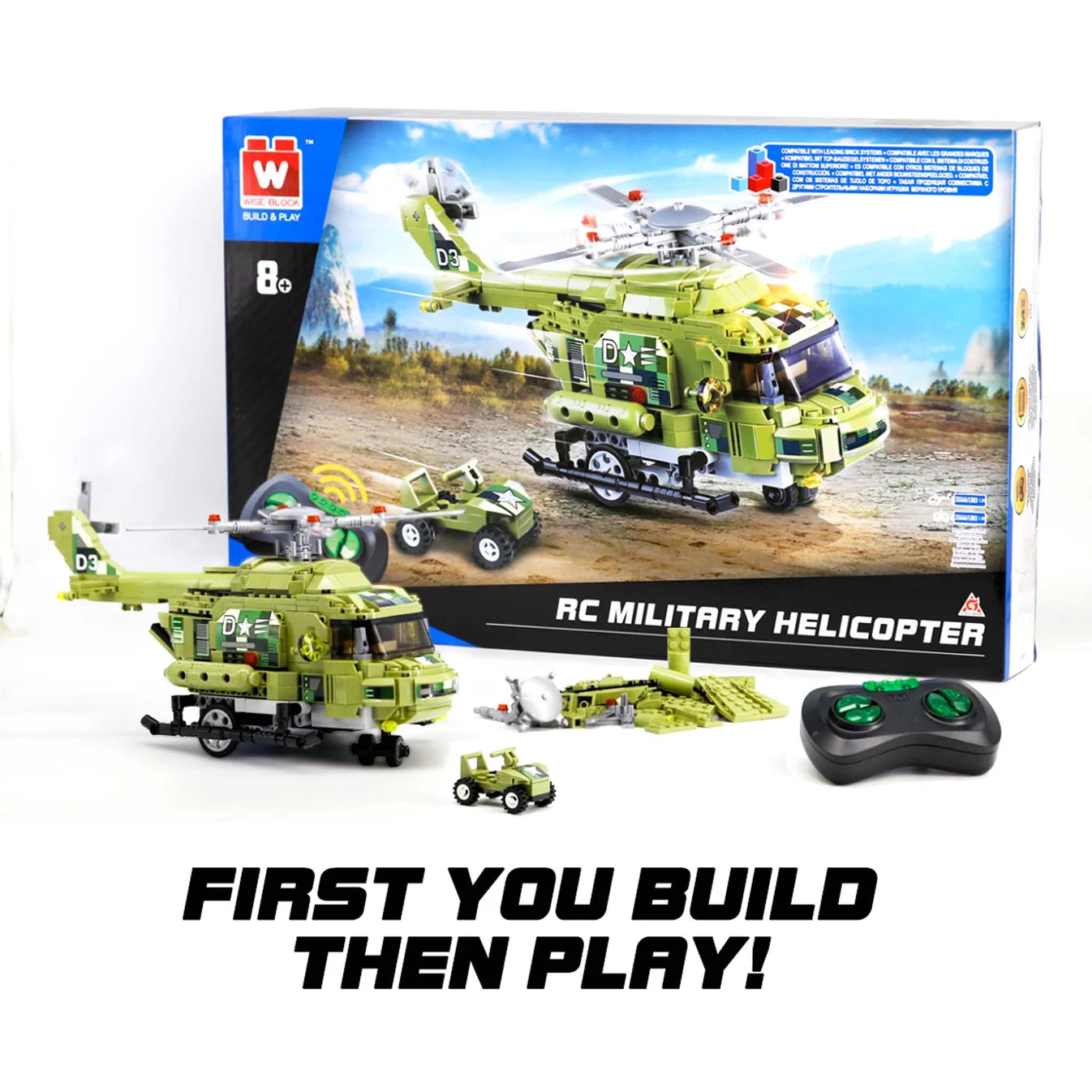 Wise Block Military Helicopter-Toy
