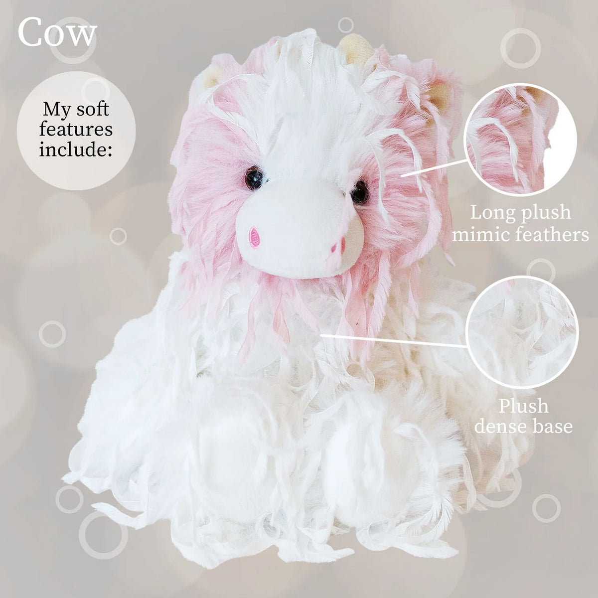 Feathers - Strawberry Cow 10” H