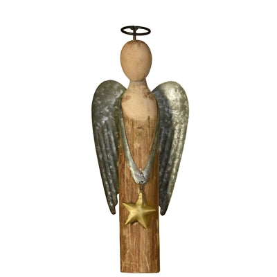 Wood & Metal Angel with Star-SM