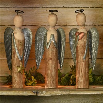 Wood & Metal Angel with Star-SM