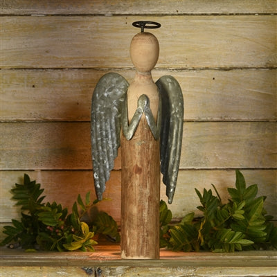 Wood & Metal Angel at Prayer-SM