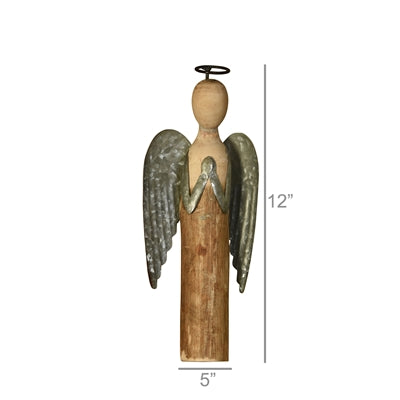 Wood & Metal Angel at Prayer-SM