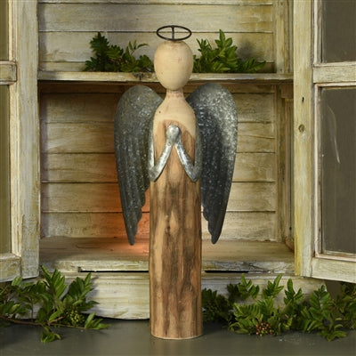 Wood & Metal Angel at Prayer-LG