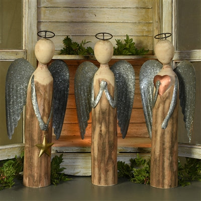 Wood & Metal Angel at Prayer-LG