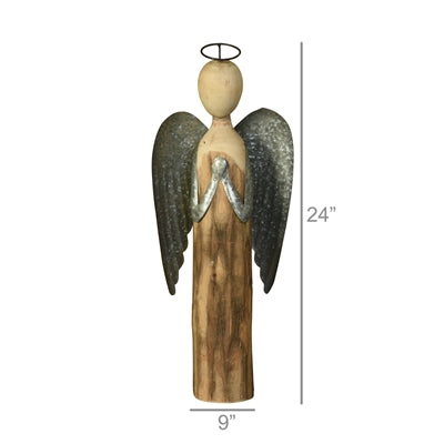 Wood & Metal Angel at Prayer-LG