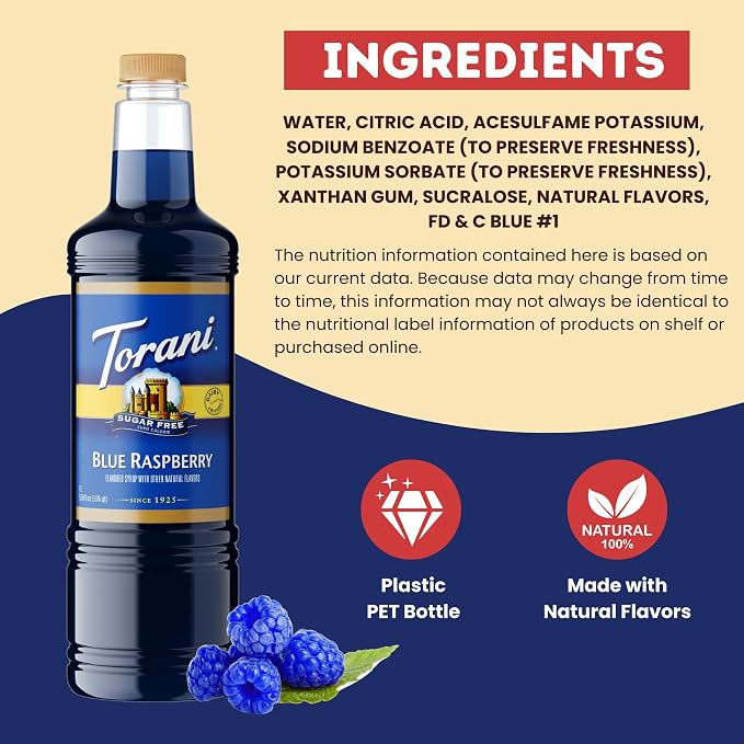 Torani | Blue Raspberry Sugar Free 1 Liter