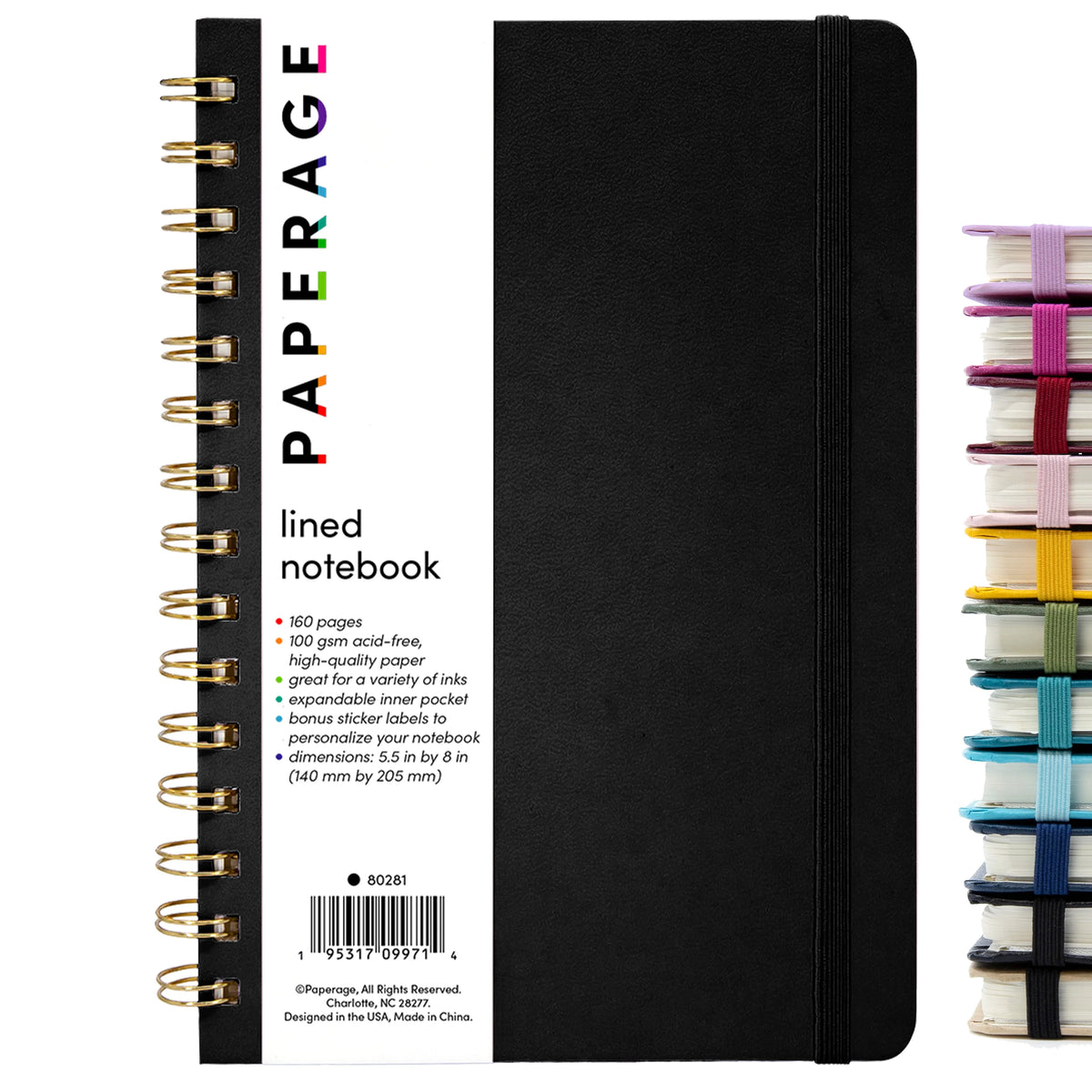 Paperage Blank Notebook Medium Spiral Lined