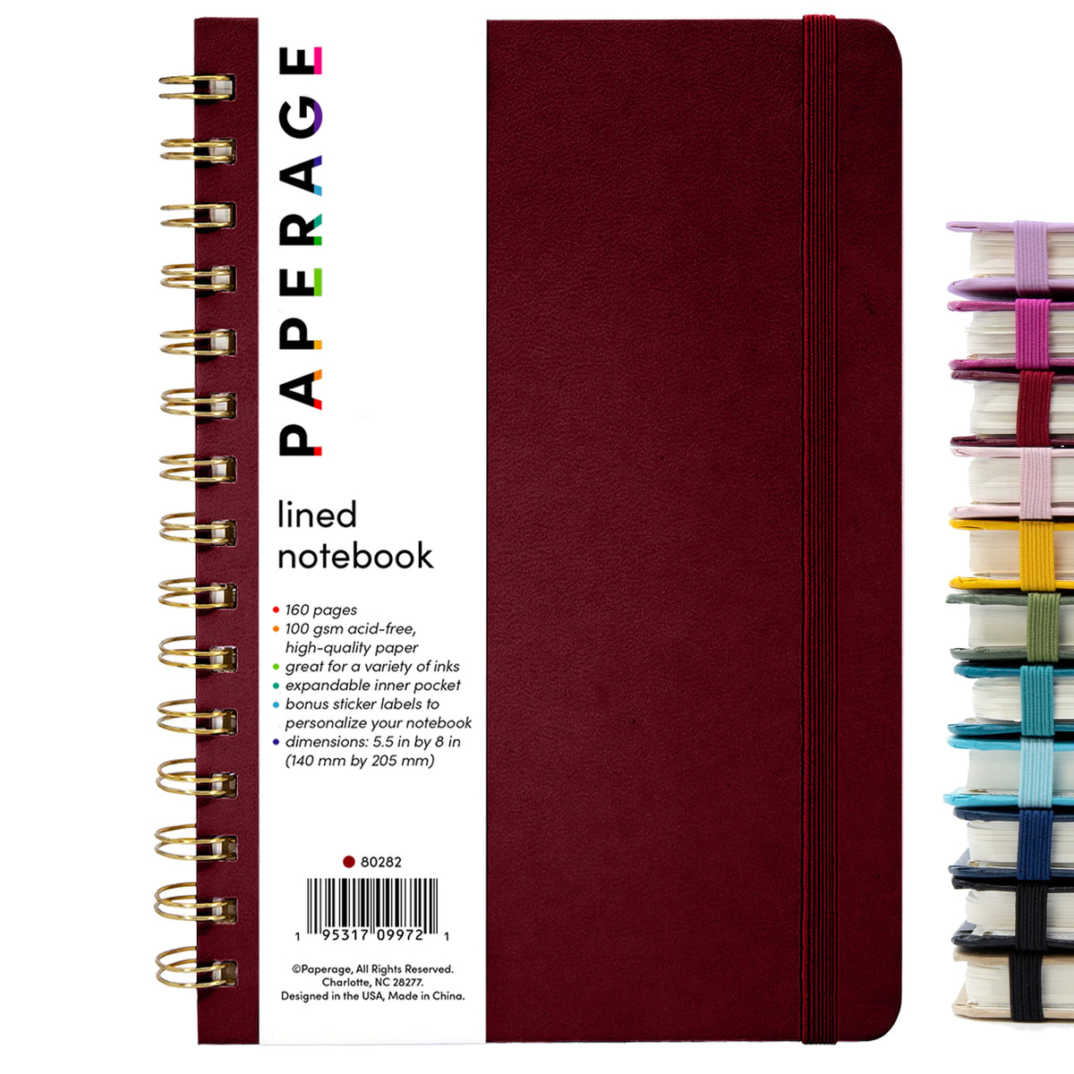 Paperage Blank Notebook Medium Spiral Lined