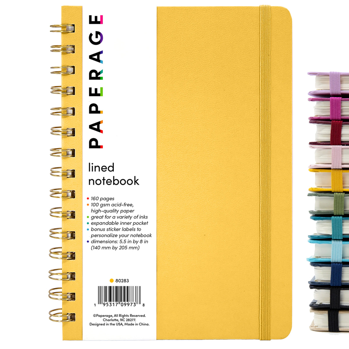Paperage Blank Notebook Medium Spiral Lined