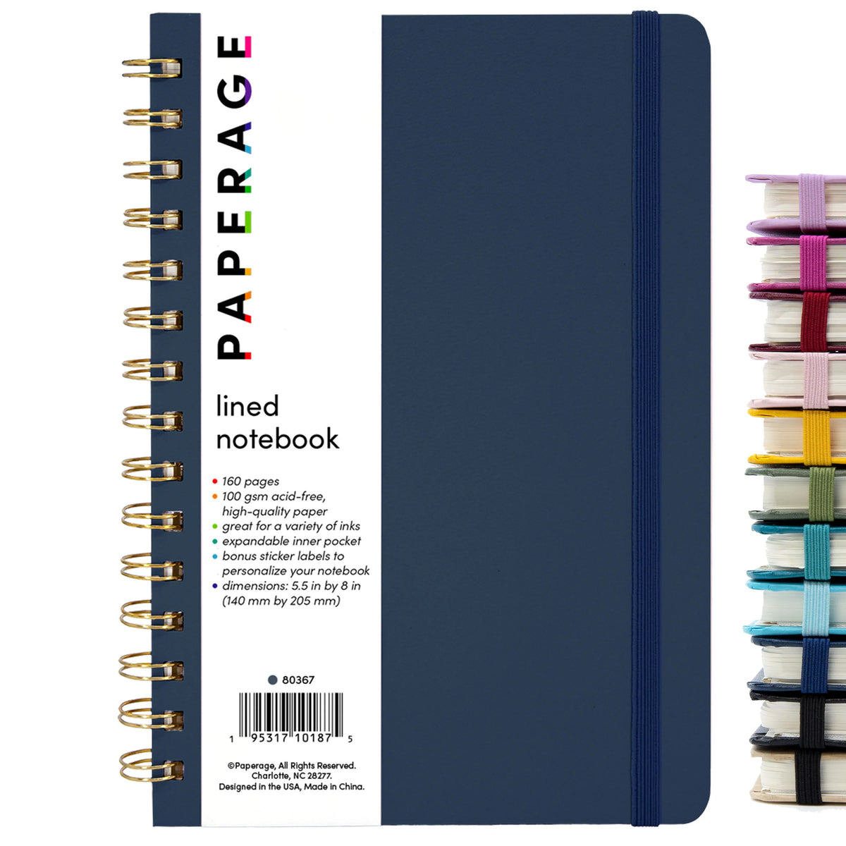 Paperage Blank Notebook Medium Spiral Lined