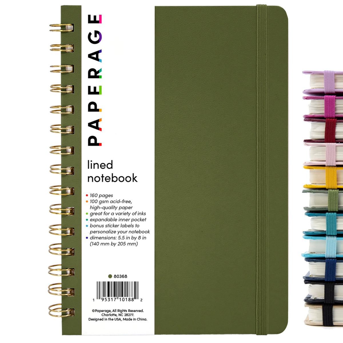 Paperage Blank Notebook Medium Spiral Lined