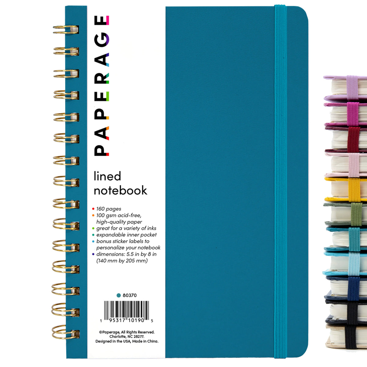 Paperage Blank Notebook Medium Spiral Lined