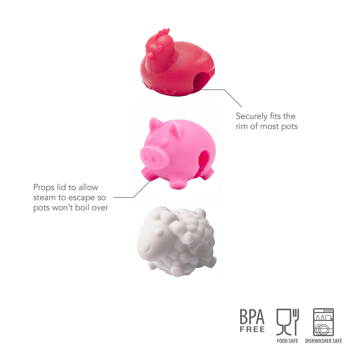 Silicone Lid Lifters | Farm Animals (Set of 3)