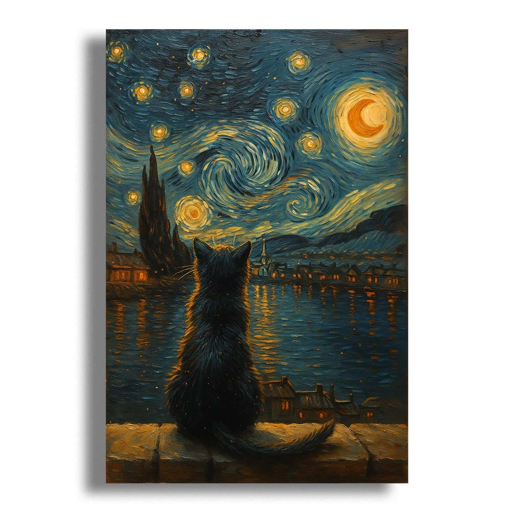 Cat Starry Night - Wooden Jigsaw  Puzzle