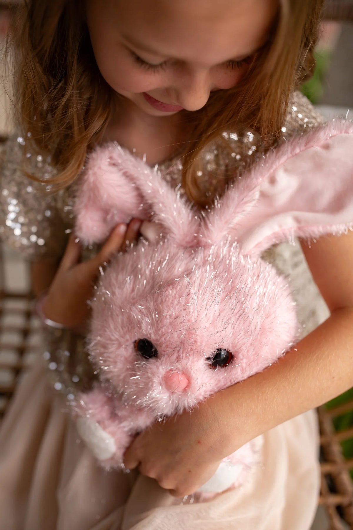 Shimmers - 8” to 10” Bunny (Soft Shiny Silver Thread Plushies)