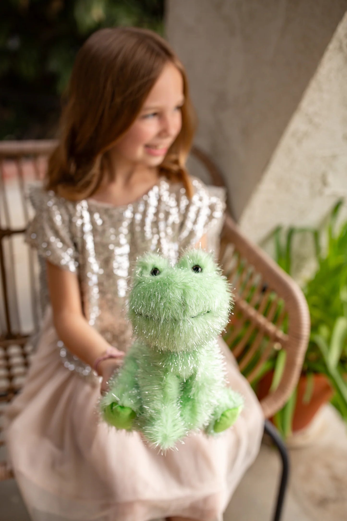 Shimmers - 8” to 10” Frog (Soft Shiny Silver Thread Plushies)