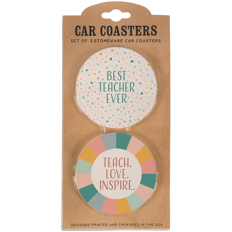 "Best Teacher" Car Coaster Set