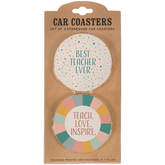 "Best Teacher" Car Coaster Set