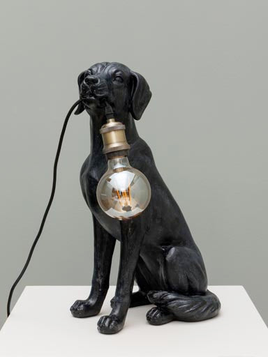 Black Seated Dog Table Lamp
