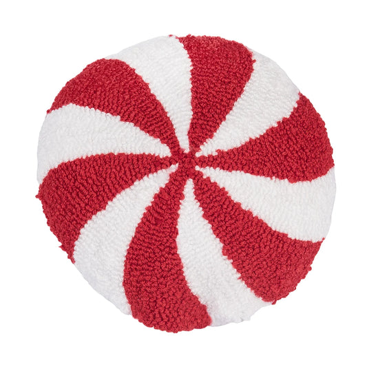 Mini Round Hooked Peppermint Pillow