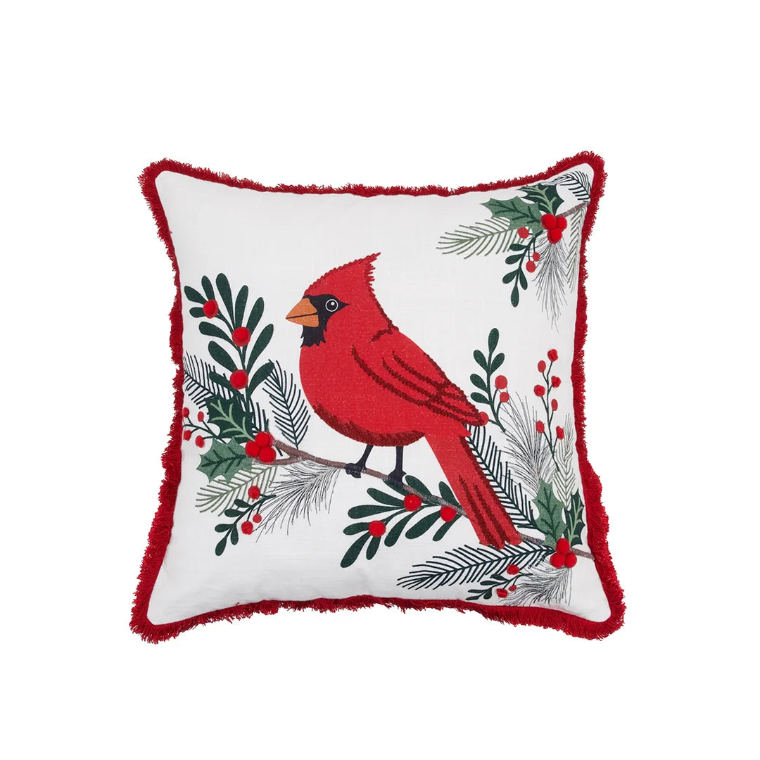Cardinal Holly Pillow