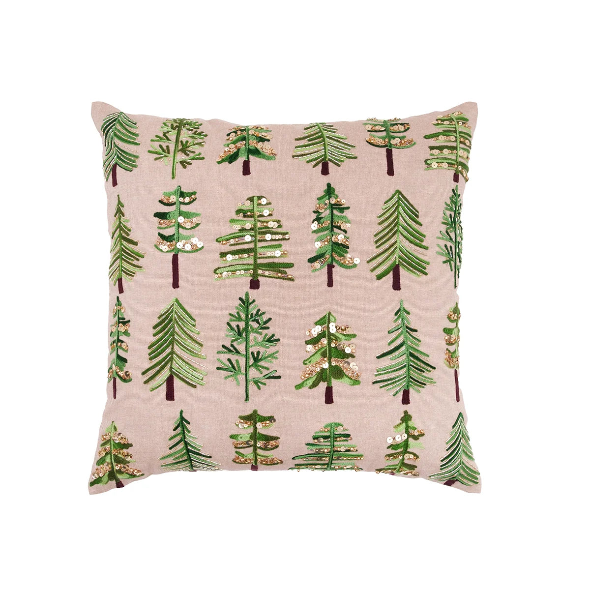 Beaded Embroidered Trees Pillow