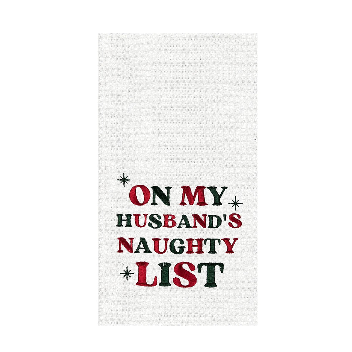 Husband's Naughty List Waffle Weave Kitchen Towel